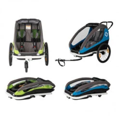 Remorque Vélo Poussette 2 Enfants HAMAX Traveler Vert -Gazelle Velo Boutique remorque velo poussette 1 enfant hamax traveler vert 2